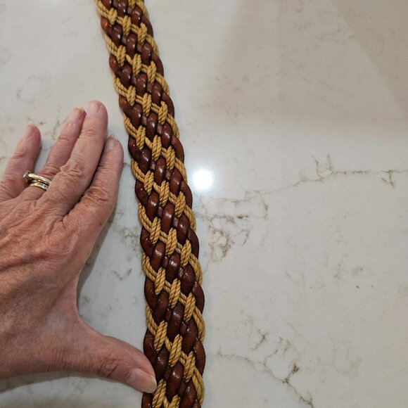 Vtg Crookhorn Davis Mens Braided Leather & Cotton Cord Belt Size 40 Handmade USA - Picture 5 of 10